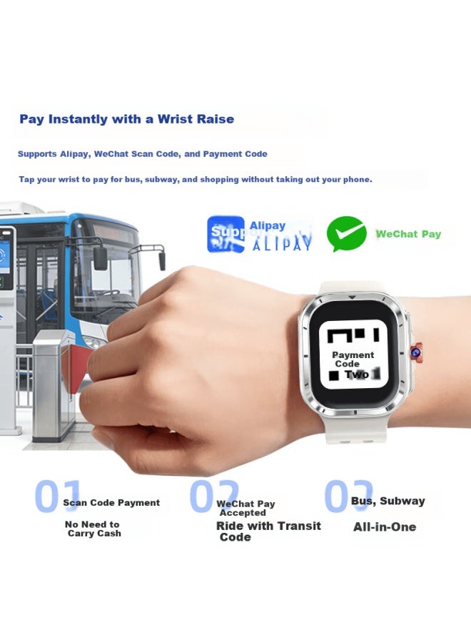 Soaiy T6pro Smart Gps Phone Watch 5g Sim Card Full Network High School Student Rotatable Camera Heart Rate Blood Oxygen Photo Waterproof Nfc Adult Uni Gift Moonlight White - Image 5