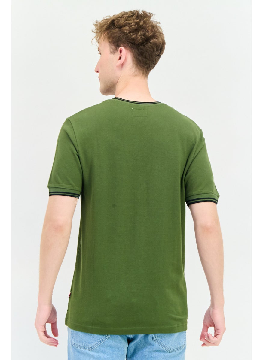 English Laundry Men Crew Neck Short Sleeves Plain T-Shirt, Olive  - Image 3