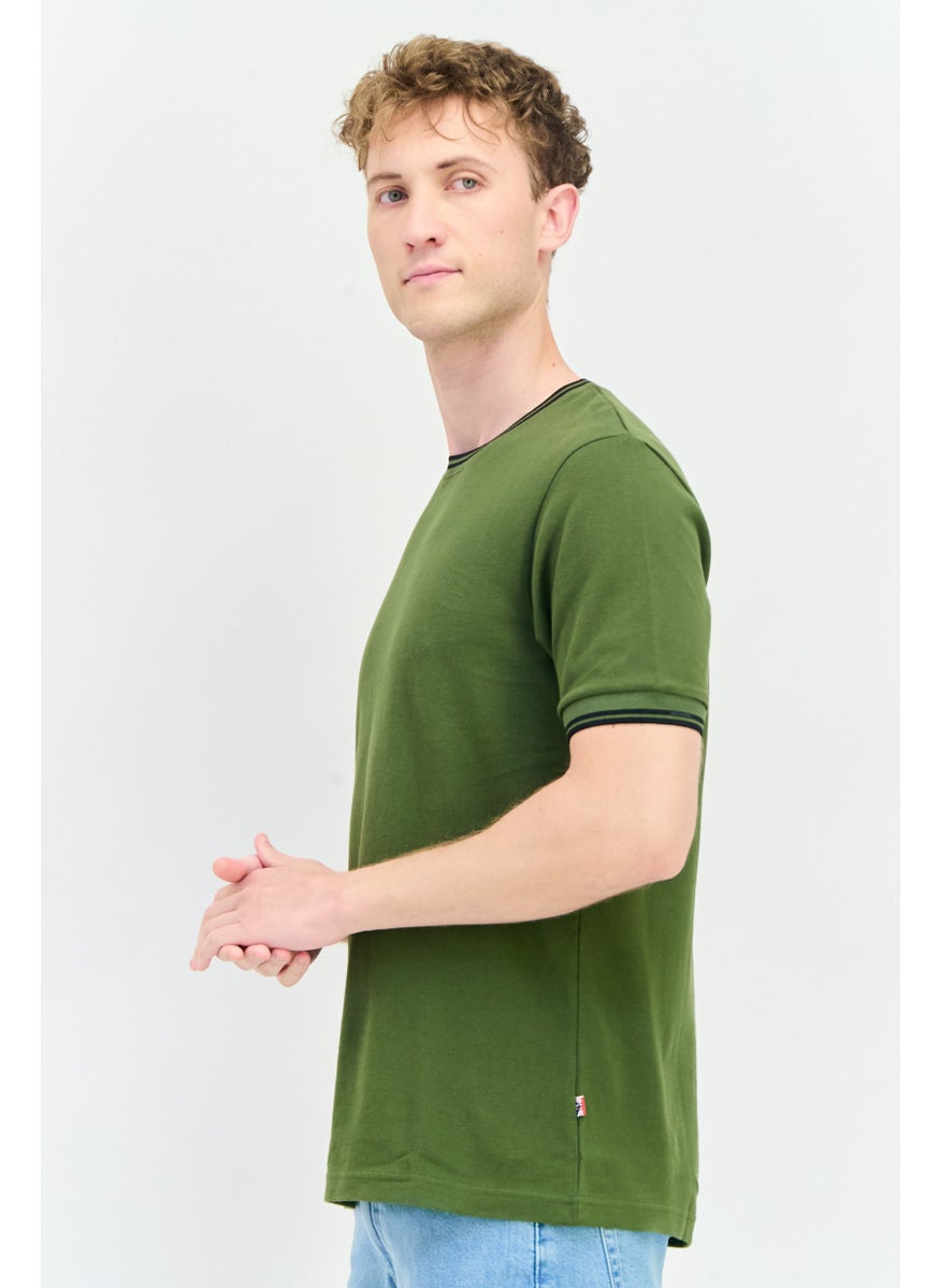 English Laundry Men Crew Neck Short Sleeves Plain T-Shirt, Olive  - Image 4