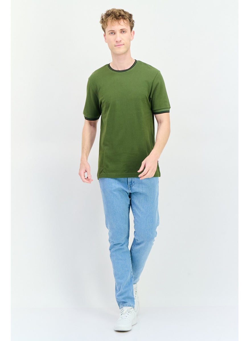 English Laundry Men Crew Neck Short Sleeves Plain T-Shirt, Olive  - Image 2