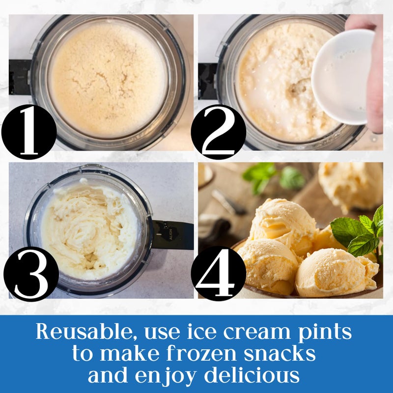Gropecan Creami Pints and Lids for Ninja - 4 Pack 24 oz Deluxe 11-in-1 Creamy Icecream Containers Cups Jars Tubs Canisters Set  Smoothie Pot Compatible with NC501 NC500 Series Creamer Ice Cream Maker Machine  - Image 5