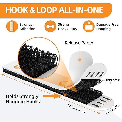 SummerBrite XL Picture Hanging Strips Heavy Duty, 80 Strips Damage Free Removal Picture Hangers for Wall, Sticky Hook & Loop Adhesive Strips for Poster/Picture/Home/Office, 40 Pairs/X-Large, Black - Image 2