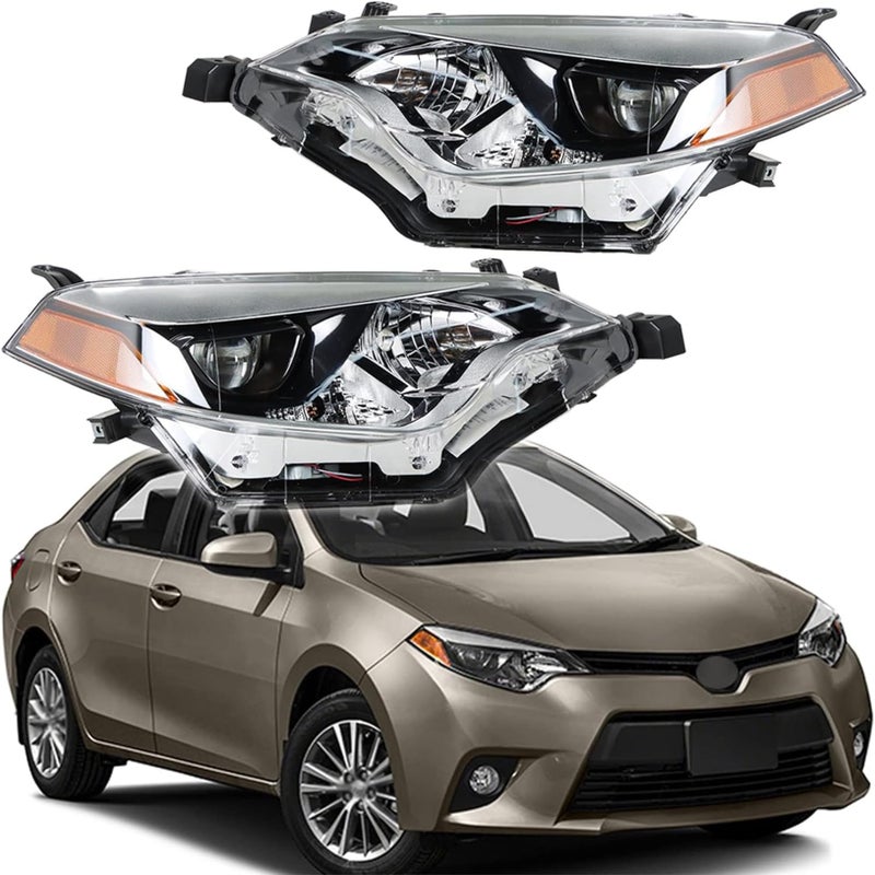 استبدال مجموعة المصابيح الأمامية الهالوجينية LABLT الجانبية اليسرى واليمنى لسيارة كورولا 2014 2015 2016 زوج من المصابيح الأمامية للسائق والراكب