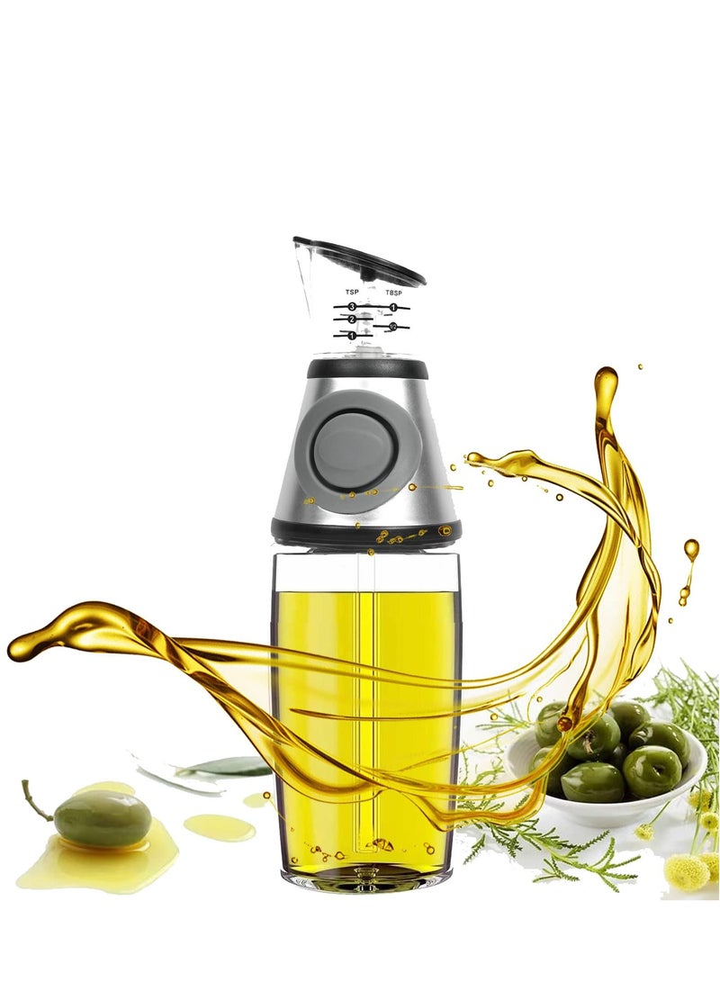 Olive Oil Dispenser Bottle, 8.5 OZ Sprayer Glass and Vinegar with Measuring Scale Pump for Kitchen Cooking Salads Baking Frying