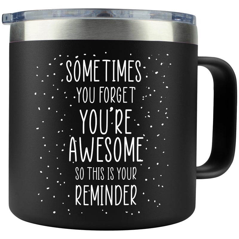 KLUBI Dad Gifts for Fathers Day Cup - Sometimes You Forget Your Awesome Gifts 14oz Black Mugs for Fathers Thinking of You Gift for Men Coffee Lovers Birthday Gift Ideas Dad Presents for Birthday Awesome Mug - Image 1