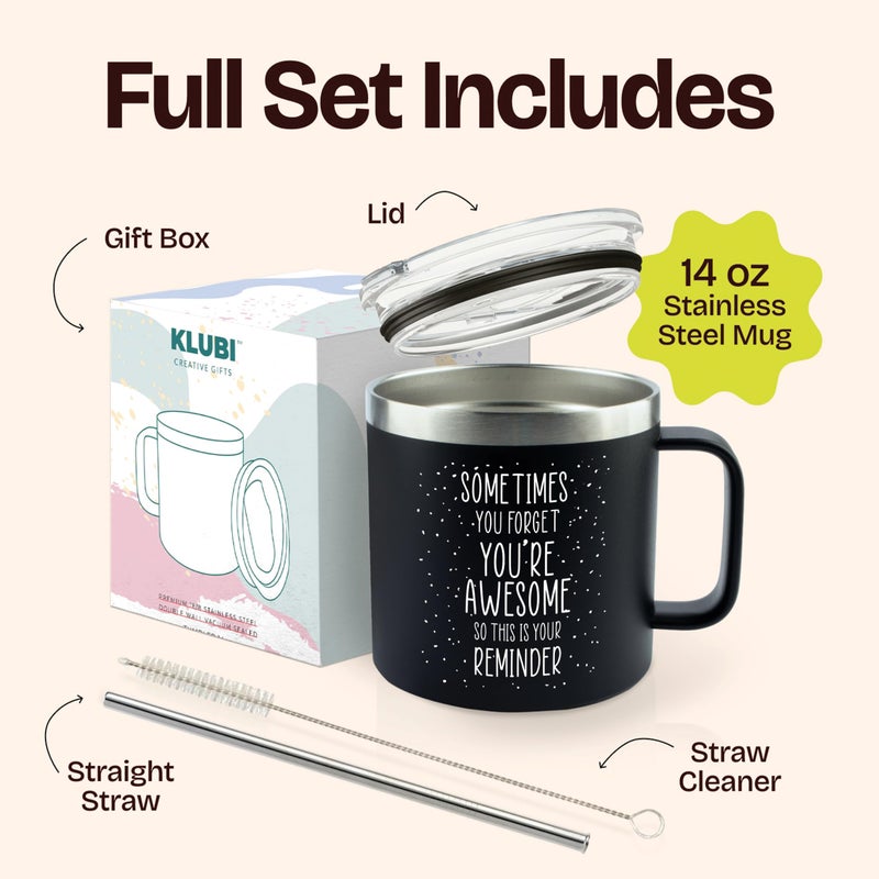 KLUBI Dad Gifts for Fathers Day Cup - Sometimes You Forget Your Awesome Gifts 14oz Black Mugs for Fathers Thinking of You Gift for Men Coffee Lovers Birthday Gift Ideas Dad Presents for Birthday Awesome Mug - Image 3