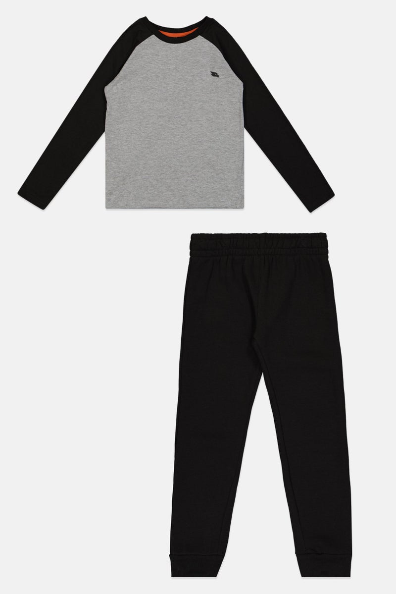 Hawk Kids Boy 3 Pieces Crew Neck Long Sleeve T-Shirt And Vest And Sweatpants Set, Multicolor - Image 5