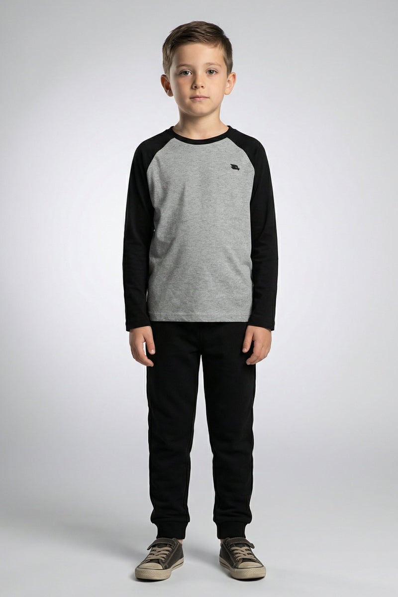 Hawk Kids Boy 3 Pieces Crew Neck Long Sleeve T-Shirt And Vest And Sweatpants Set, Multicolor - Image 1