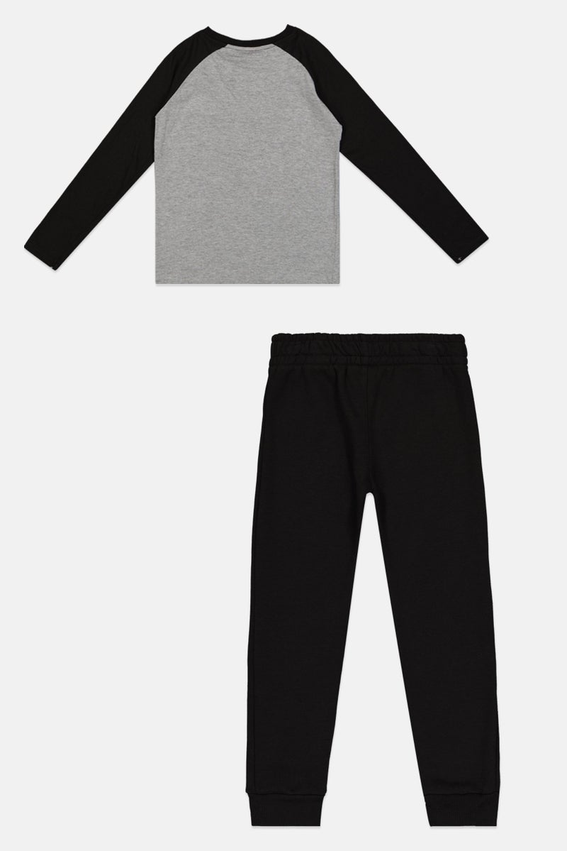 Hawk Kids Boy 3 Pieces Crew Neck Long Sleeve T-Shirt And Vest And Sweatpants Set, Multicolor - Image 3