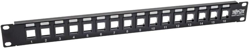 16-Port Keystone Blank Patch Panel RJ45, USB, HDMI, Cat5e / Cat6 Rackmount Unshielded 2URM (N062-016-KJ)
