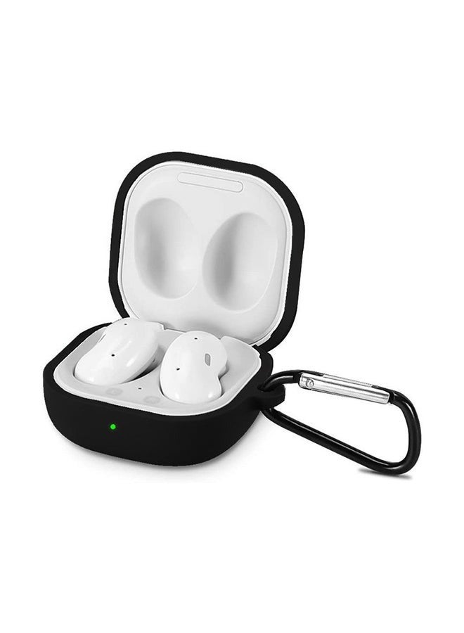 Protective Case With Keychain Carabiner for Samsung Galaxy Buds2/Buds Pro/Live Black - Image 1