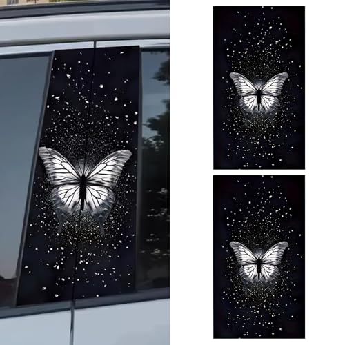 Dogary 2 PCS B Pillar Sticker Decal Starry Sky Butterfly Car Middle Pillar Sticker Vinyl Waterproof SelfAdhesive Decal Scratch Cover for Vehicle Exterior Glass Metal Multicolored - Image 1