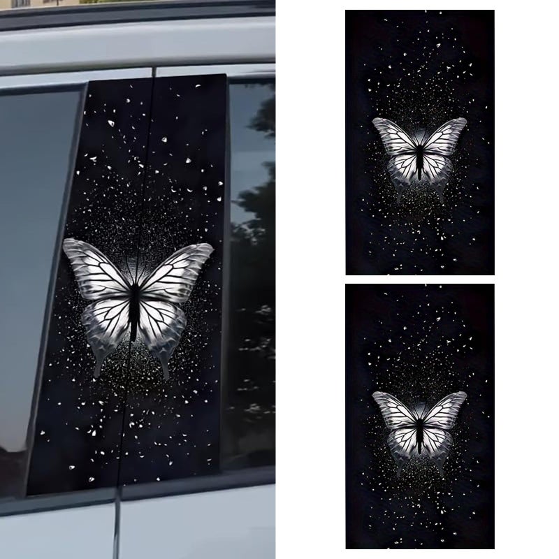 Dogary 2 PCS B Pillar Sticker Decal Starry Sky Butterfly Car Middle Pillar Sticker Vinyl Waterproof SelfAdhesive Decal Scratch Cover for Vehicle Exterior Glass Metal Multicolored - Image 3