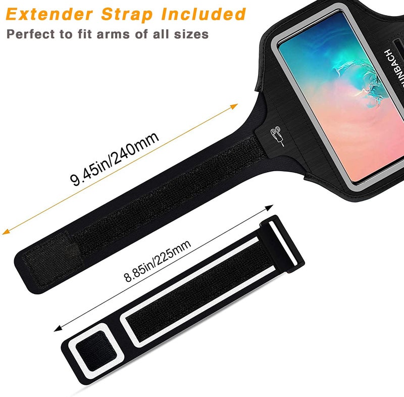 RUNBACH Armband for Samsung Galaxy S24/S23/S22/S21/S20/S10/S9/S8 up to 6.2", Water Resistant Running Exercise Gym Bag with Card Slot and Key Holder (Black) - Image 2