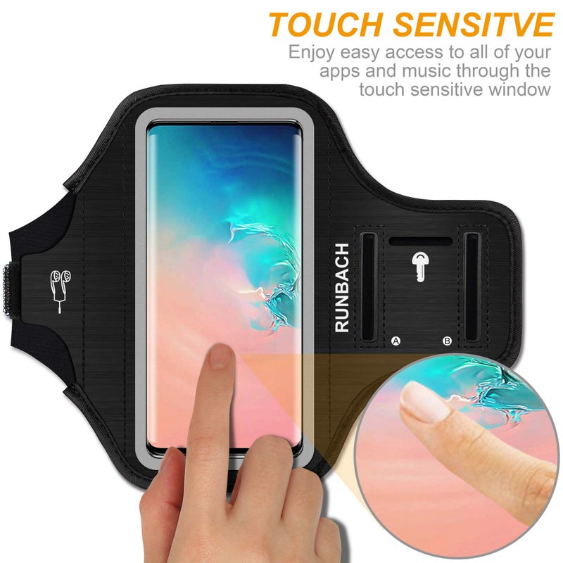RUNBACH Armband for Samsung Galaxy S24/S23/S22/S21/S20/S10/S9/S8 up to 6.2", Water Resistant Running Exercise Gym Bag with Card Slot and Key Holder (Black) - Image 3