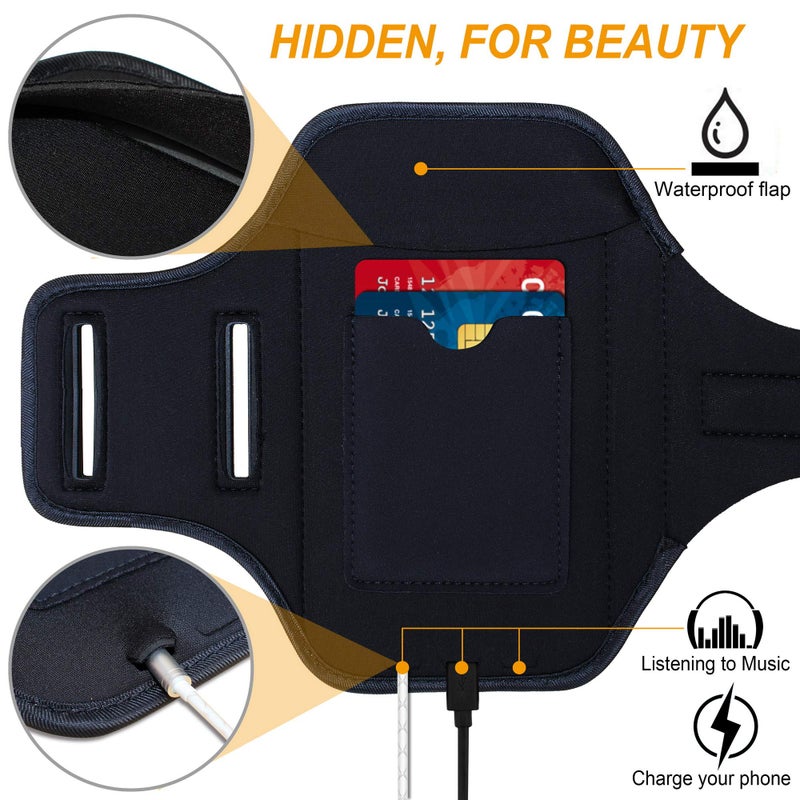RUNBACH Armband for Samsung Galaxy S24/S23/S22/S21/S20/S10/S9/S8 up to 6.2", Water Resistant Running Exercise Gym Bag with Card Slot and Key Holder (Black) - Image 5