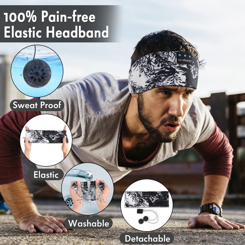 LC-dolida Sleep Headphones Bluetooth 5.4, Headband Earphones Wireless, Sleep Mask for Sleeping, Sports, Gifts, Workout, Jogging, Yoga,Insomnia, Air Travel, Meditation - Image 3