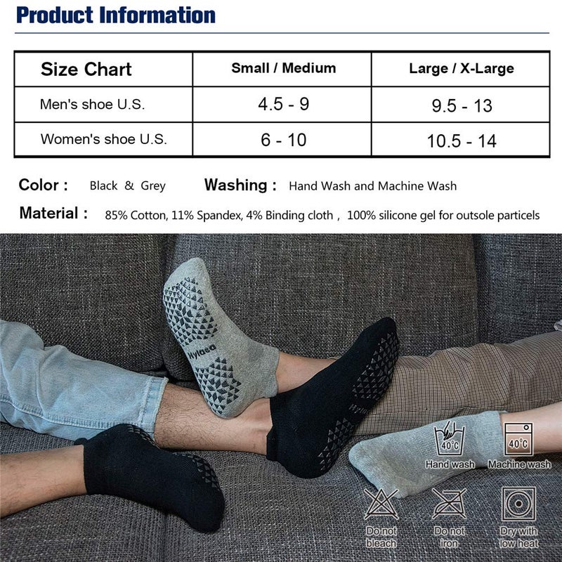 Hylaea Unisex Non Slip Socks with Grip for Yoga, Hospital, Pilates, Barre | Ankle, Cushioned - Image 2