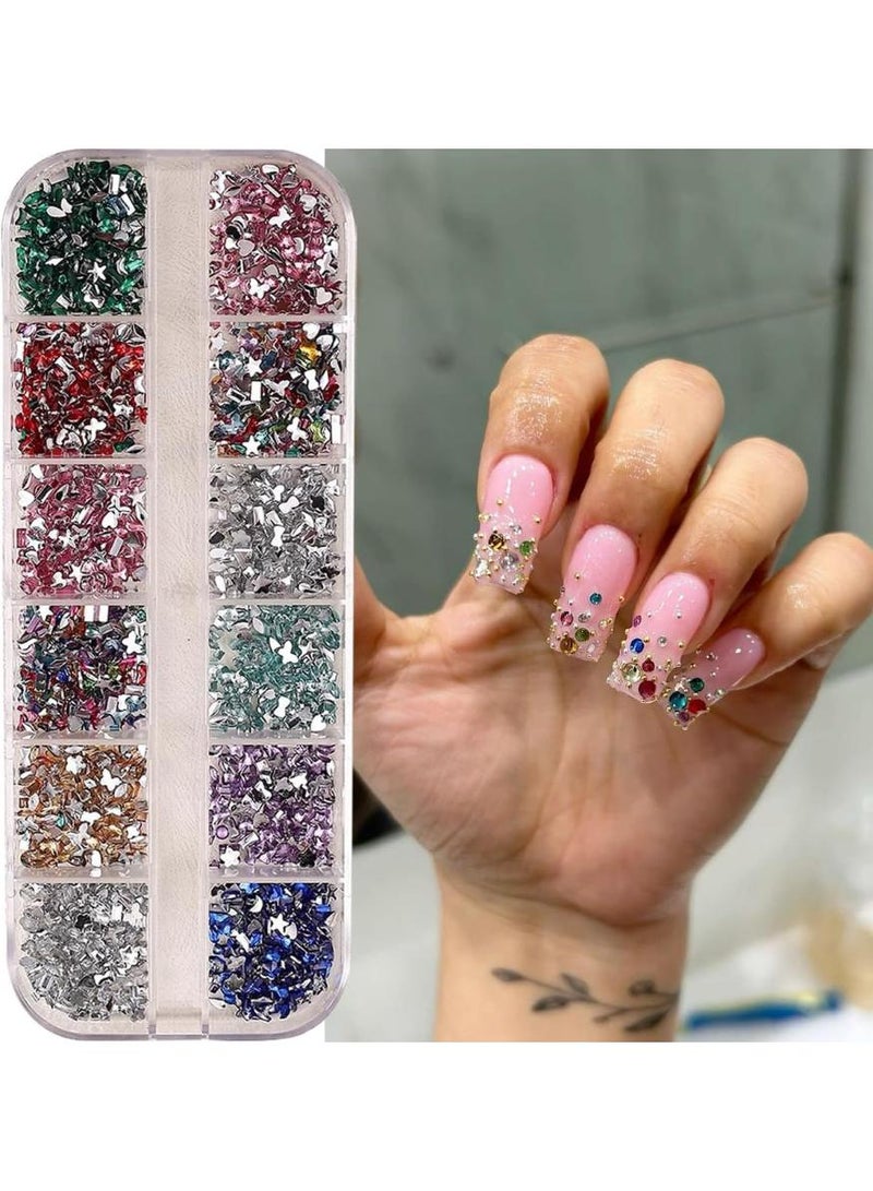 KHAJUL 1000pcs Colored Diamond Nail Charms Multi-Shape Flat Rhinestones 3D Shiny Five-Pointed Star Nail Gems Nail Jewels for Crystal Manicure Crafts Makeup Nail Art Decoration Accessories - Image 3