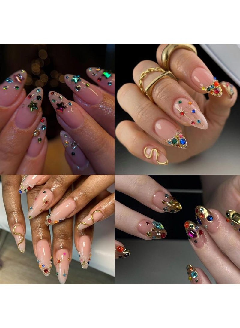 KHAJUL 1000pcs Colored Diamond Nail Charms Multi-Shape Flat Rhinestones 3D Shiny Five-Pointed Star Nail Gems Nail Jewels for Crystal Manicure Crafts Makeup Nail Art Decoration Accessories - Image 4