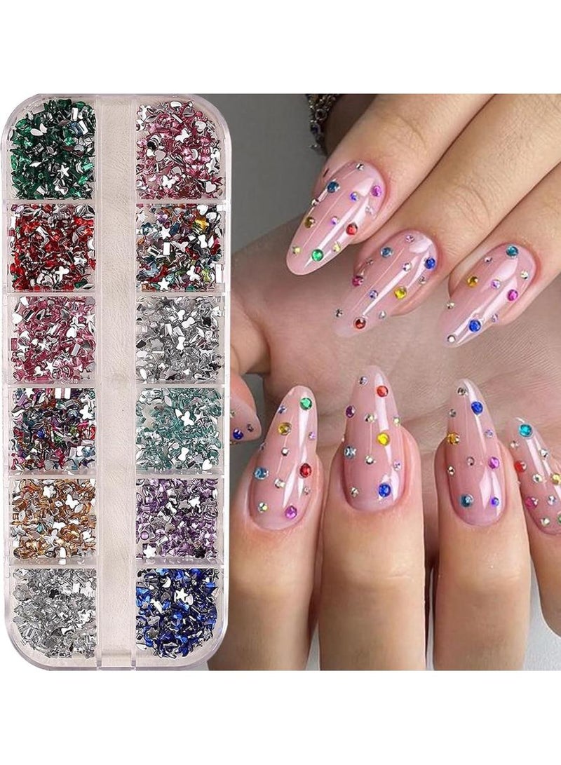 KHAJUL 1000pcs Colored Diamond Nail Charms Multi-Shape Flat Rhinestones 3D Shiny Five-Pointed Star Nail Gems Nail Jewels for Crystal Manicure Crafts Makeup Nail Art Decoration Accessories - Image 2