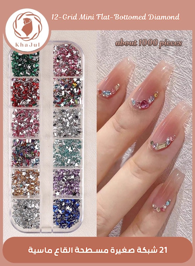 KHAJUL 1000pcs Colored Diamond Nail Charms Multi-Shape Flat Rhinestones 3D Shiny Five-Pointed Star Nail Gems Nail Jewels for Crystal Manicure Crafts Makeup Nail Art Decoration Accessories - Image 1