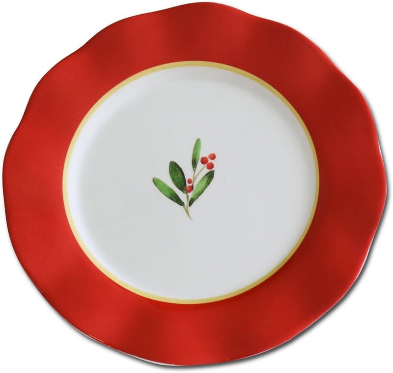 Beatriz Ball VIDA Holly 9 Salad Plate Set of 4 Red and White - Image 2