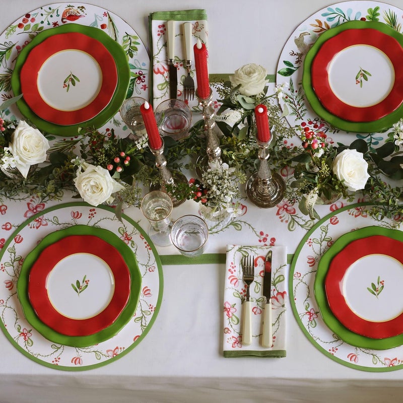 Beatriz Ball VIDA Holly 9 Salad Plate Set of 4 Red and White - Image 5