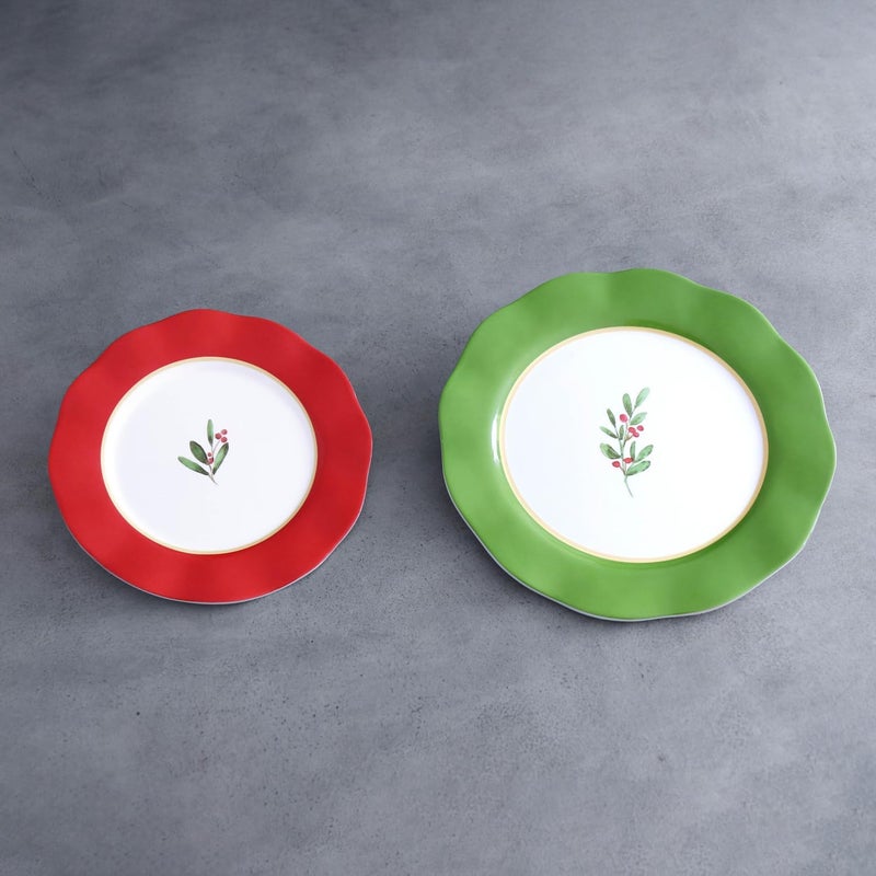 Beatriz Ball VIDA Holly 9 Salad Plate Set of 4 Red and White - Image 1