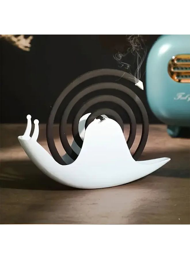 White Snail Shaped Mosquito Coil Holder Decorative Incense Burner for Home Office - Image 1