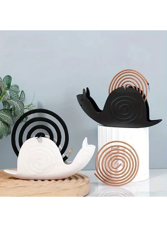 White Snail Shaped Mosquito Coil Holder Decorative Incense Burner for Home Office - Image 4