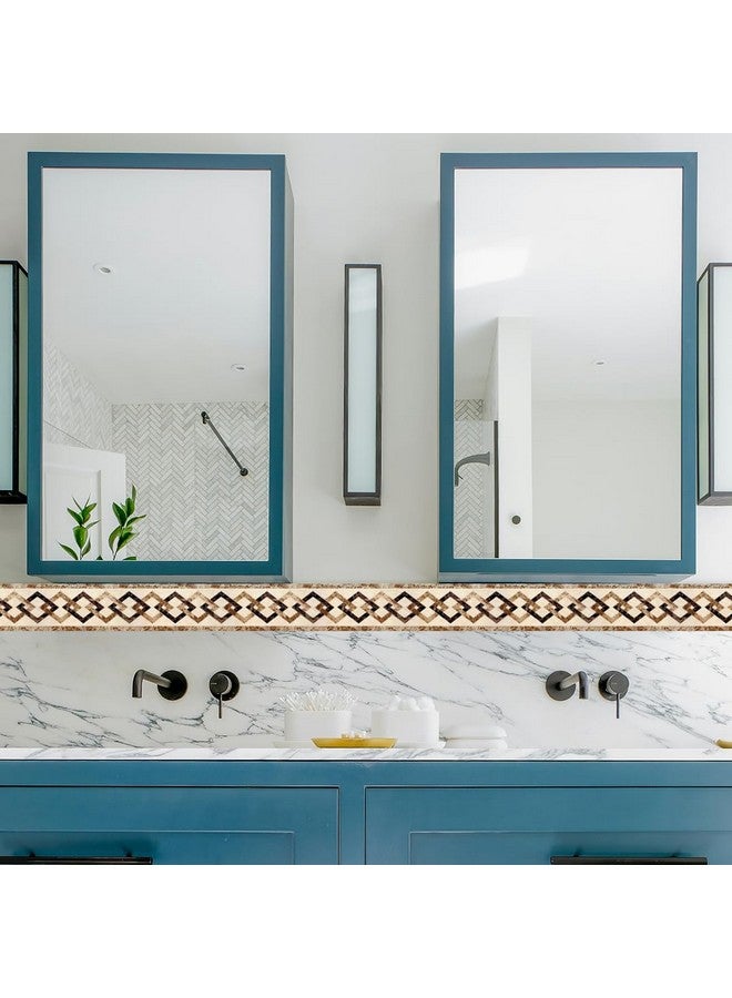 ELTON Peel and Stick Wallpaper Border - Brown Diamond Marble Stone Pattern Glossy Laminated Waterproof PVC - for Kitchen, Tile, Living Room Bathroom Decoration 3 Inch X 10 feet Set of 2(BDR1, 2) - Image 4