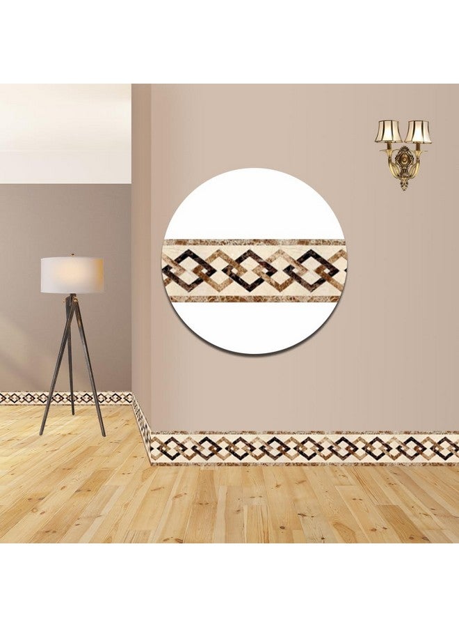 ELTON Peel and Stick Wallpaper Border - Brown Diamond Marble Stone Pattern Glossy Laminated Waterproof PVC - for Kitchen, Tile, Living Room Bathroom Decoration 3 Inch X 10 feet Set of 2(BDR1, 2) - Image 3