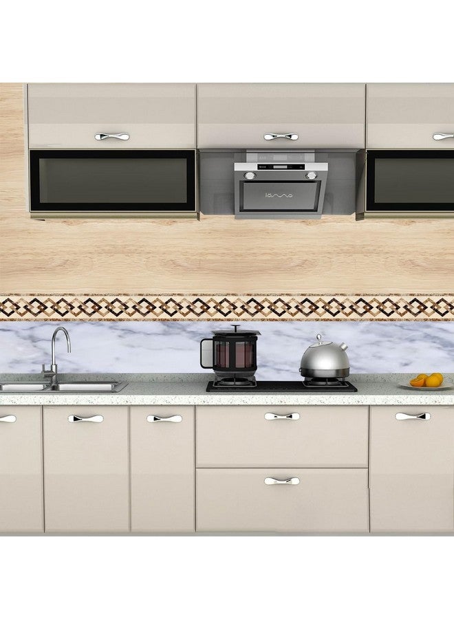 ELTON Peel and Stick Wallpaper Border - Brown Diamond Marble Stone Pattern Glossy Laminated Waterproof PVC - for Kitchen, Tile, Living Room Bathroom Decoration 3 Inch X 10 feet Set of 2(BDR1, 2) - Image 5