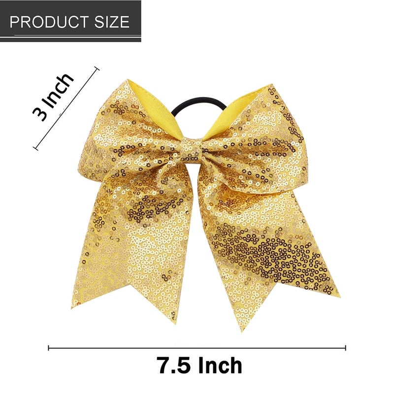 Hipcheer 16 PCS Large Glitter Cheer Hair Bows, Shiny Cheerleading Bows Ponytail Holder for Cheerleader Girls Softball Sports and Christmas Tree Decor (Gold) - Image 5