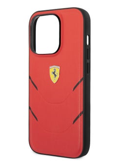 Ferrari Ferrari PU Hot Stamp Lines Hard Case for iPhone 14 Pro - Red [ FEHCP14LPBAR ]  - Image 3