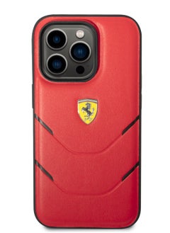 Ferrari Ferrari PU Hot Stamp Lines Hard Case for iPhone 14 Pro - Red [ FEHCP14LPBAR ]  - Image 4