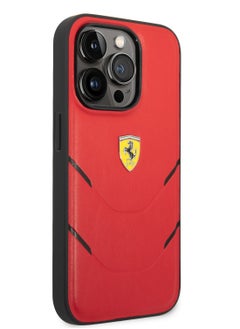 Ferrari Ferrari PU Hot Stamp Lines Hard Case for iPhone 14 Pro - Red [ FEHCP14LPBAR ]  - Image 5