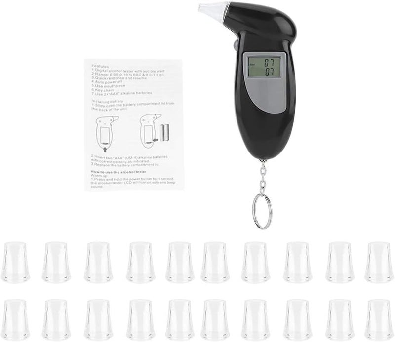 klarako Alcohol Tester,Professional Digital Breath Alcohol Tester Portable LCD Screen Alcohol Breath Tester with Mouthpieces(20Pcs) - Image 1