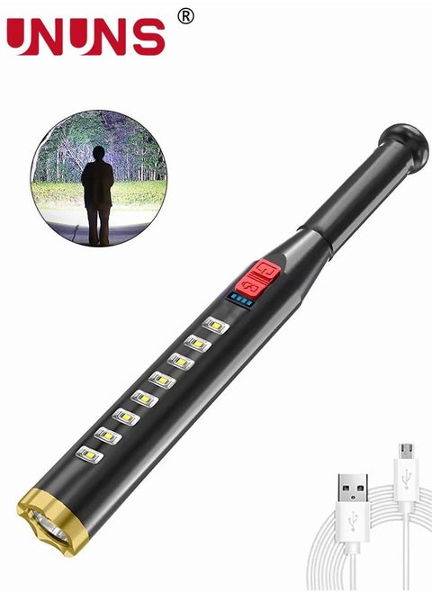 مصباح يدوي LED قابل لإعادة الشحن USB لومن عالي مع ضوء COB، مصباح يدوي تكتيكي LED ساطع، 3 أوضاع قابلة للتعديل ومصباح يدوي مقاوم للماء في حالات الطوارئ قابل للتكبير