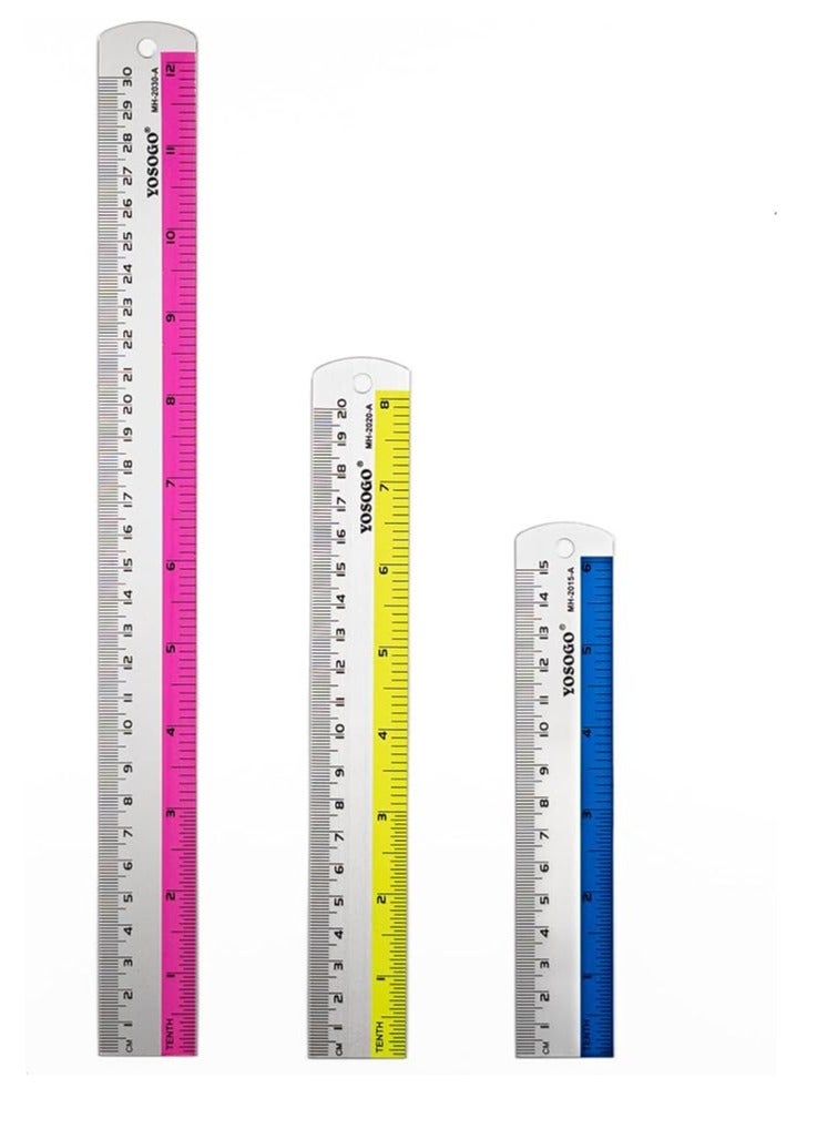 3-Pieces Aluminum Rulers Set