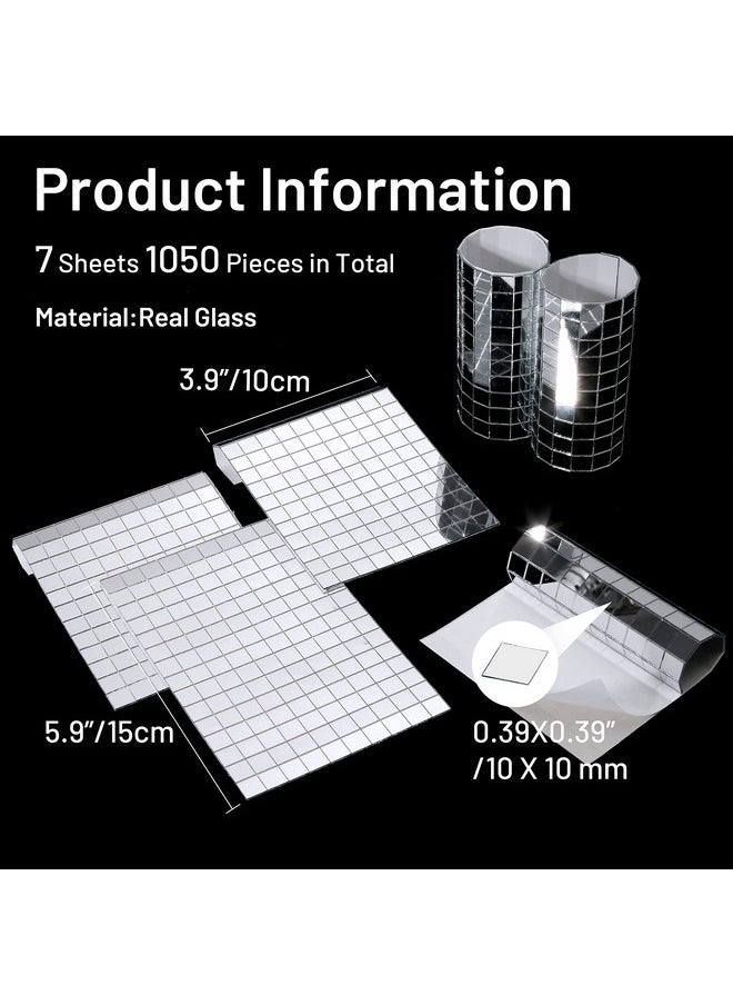PP OPOUNT 1050 Pcs Disco Ball Tiles, 10 X 10 Mm Self-Adhesive Disco Tapes For Diy Craft Decoration, Small Mirror Tiles For Disco Balls, Art Collage, Indoor Outdoor Decoration(Silver)  - Image 3
