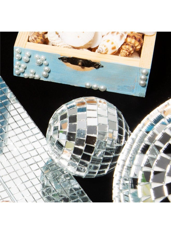 PP OPOUNT 1050 Pcs Disco Ball Tiles, 10 X 10 Mm Self-Adhesive Disco Tapes For Diy Craft Decoration, Small Mirror Tiles For Disco Balls, Art Collage, Indoor Outdoor Decoration(Silver)  - Image 5