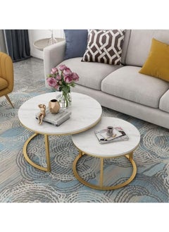 Top Marble Round Nesting Coffee Tables with White Marble Tops – Modern Living Room Accent Tables with Black or Gold Metal Frames, Contemporary Side Tables for Home, Office - pzsku/ZBDCED193DD713DF3697CZ/45/_/1734956495/586a606b-c54a-4020-852c-7bf138c88694