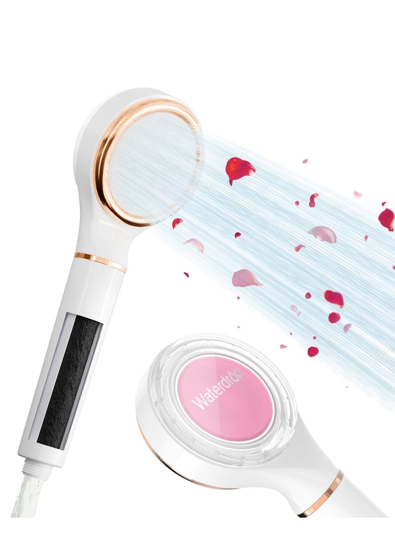 ووتر دروب فلتر دش Waterdrop ورأس دش، رأس دش يدوي مع فلتر، يقلل من الكلور، ضغط عالي وفيتامين C لشعر وبشرة أكثر صحة، يقلل من تساقط الشعر، يهدئ البشرة الجافة، ماء ناعم، بديل سيروم فيتامين C بالورد وفلتر دش Waterdrop SF02-SR، يخفف من جفاف البشرة، بنكهة الورد، عبوة 3 قطع & فلتر استبدال رأس دش Waterdrop اليدوي لـ SF02-SR، منعم للمياه العسر، يقلل من الكلور، عبوة 3 قطع. - Image 2