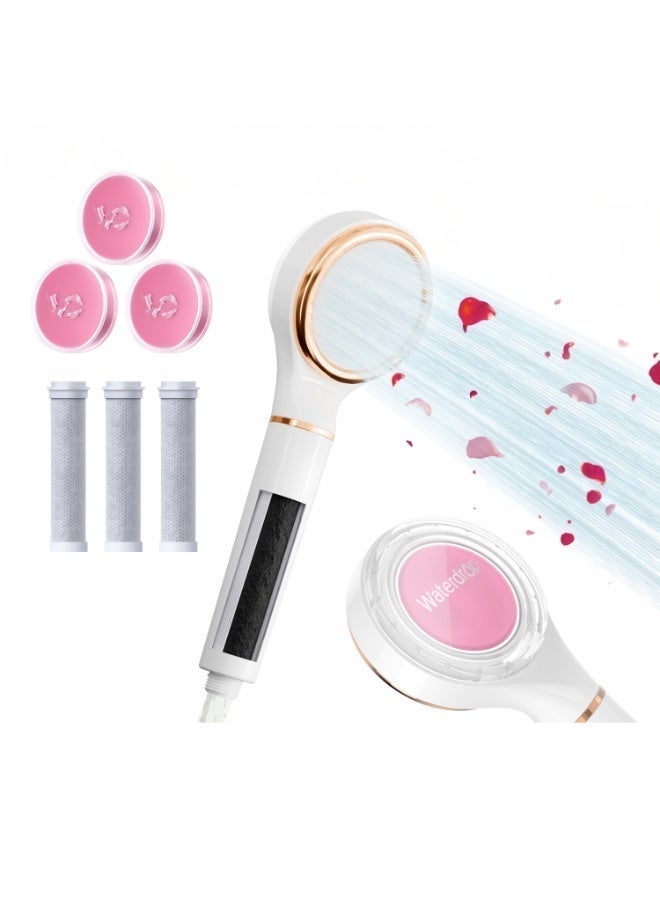 ووتر دروب فلتر دش Waterdrop ورأس دش، رأس دش يدوي مع فلتر، يقلل من الكلور، ضغط عالي وفيتامين C لشعر وبشرة أكثر صحة، يقلل من تساقط الشعر، يهدئ البشرة الجافة، ماء ناعم، بديل سيروم فيتامين C بالورد وفلتر دش Waterdrop SF02-SR، يخفف من جفاف البشرة، بنكهة الورد، عبوة 3 قطع & فلتر استبدال رأس دش Waterdrop اليدوي لـ SF02-SR، منعم للمياه العسر، يقلل من الكلور، عبوة 3 قطع. - Image 1