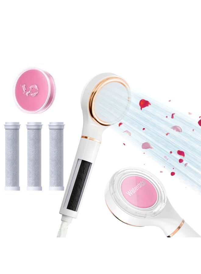 ووتر دروب فلتر دش Waterdrop ورأس دش، رأس دش يدوي مع فلتر، يقلل من الكلور، ضغط عالي وفيتامين C لشعر وبشرة أكثر صحة، يقلل من تساقط الشعر، يهدئ البشرة الجافة، ماء ناعم، بديل سيروم فيتامين C بالورد وفلتر دش Waterdrop SF02-SR، يخفف من جفاف البشرة، بنكهة الورد، عبوة 3 قطع & فلتر استبدال رأس دش Waterdrop اليدوي لـ SF02-SR، منعم للمياه العسر، يقلل من الكلور، عبوة 3 قطع. - Image 1