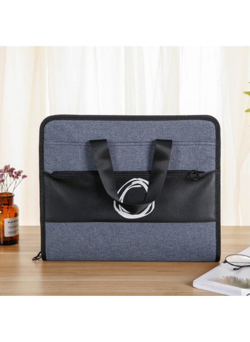 Generic Student Creative Large Canvas Accordion File Bag A4 4719 Alphabet Navy