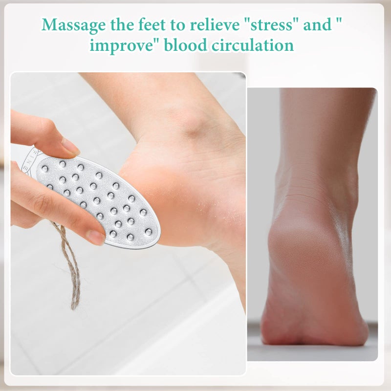 Jutom 2 Pcs Stainless Steel Foot Scraper Metal Foot File Double Sided File Callus Remover Professional Feet Rasp Scrubber for Wet or Dry Skin Easy to Clean Pedicure Tool Heel - Image 4