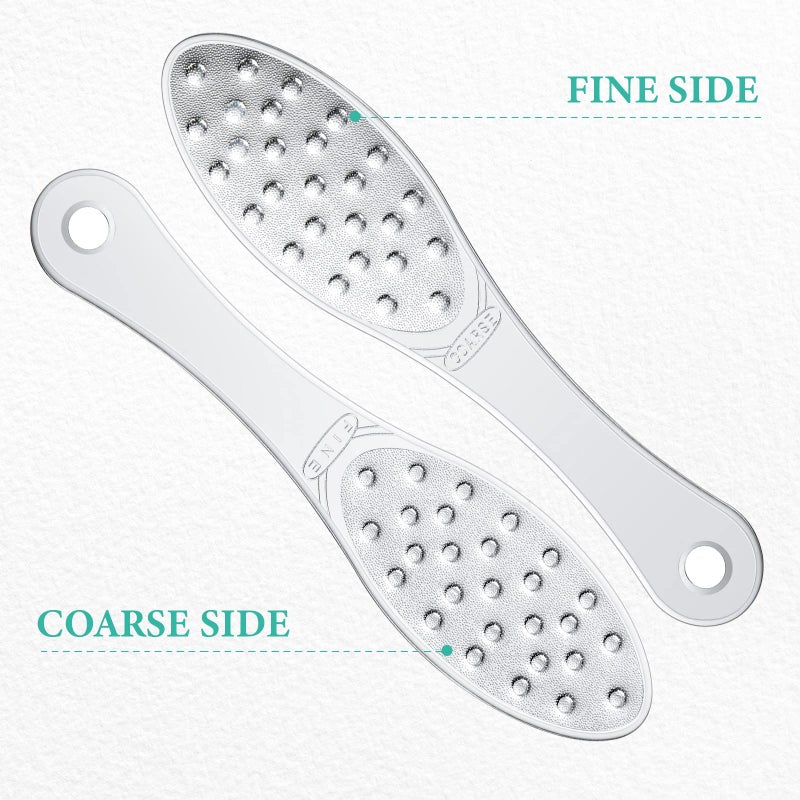 Jutom 2 Pcs Stainless Steel Foot Scraper Metal Foot File Double Sided File Callus Remover Professional Feet Rasp Scrubber for Wet or Dry Skin Easy to Clean Pedicure Tool Heel - Image 3